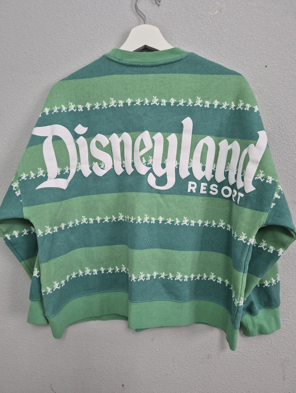 Disney Resort Mickey & Friends Green Striped Pullover Oversized Sweatshirt M